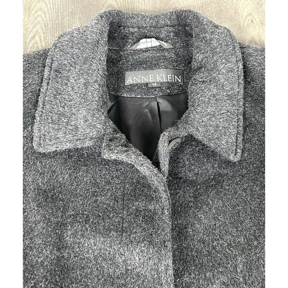 Anne Klein Black Wool Mohair Blend Overcoat Coat Women's Size 14 WPL 7888 - Picture 4 of 11